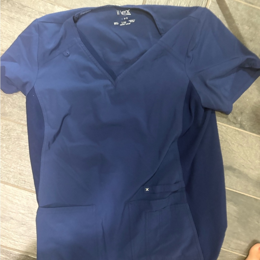 Cherokee iflex scrub top navy blue large